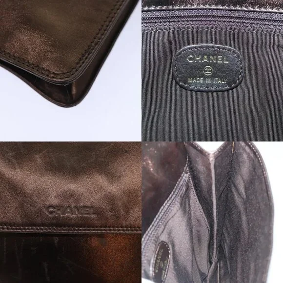 CHANEL Shoulder Bag Leather Bronze Gold CC Auth 93241 - Picture 13 of 15